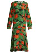 Preen By Thornton Bregazzi Marla Poppy-print Silk Crepe De Chine Dress