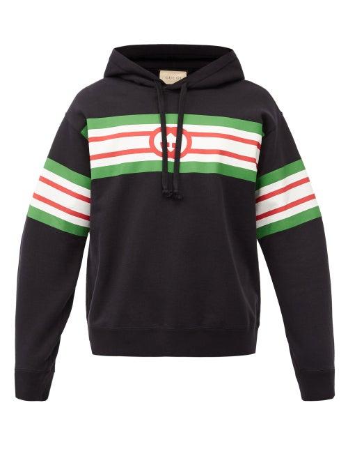 Matchesfashion.com Gucci - Gg Logo-print Cotton-jersey Hooded Sweatshirt - Mens - Black