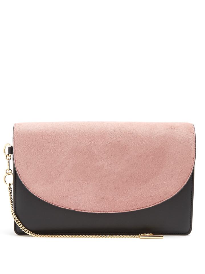 Diane Von Furstenberg Saddle Bi-colour Leather And Calf-hair Clutch