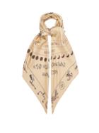 Marine Serre - Horoscope-print Silk-twill Scarf - Womens - Beige