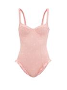 Matchesfashion.com Dodo Bar Or - Devone Floral-jacquard Ruffle-edged Swimsuit - Womens - Pink