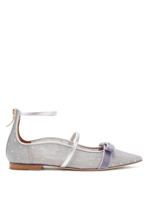 Matchesfashion.com Malone Souliers By Roy Luwolt - Monica Luwolt Mesh Flats - Womens - Silver
