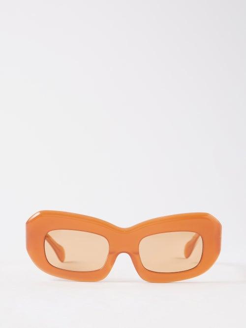 Port Tanger - Baraka Rectangular Acetate Sunglasses - Womens - Orange Multi