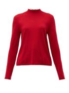 Matchesfashion.com Redvalentino - Tie Neck Wool Blend Sweater - Womens - Dark Red