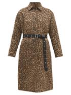 Matchesfashion.com Officine Gnrale - Elsa Leopard Print Wool Blend Belted Coat - Womens - Multi