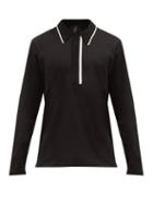 Matchesfashion.com Dunhill - Knitted Trim Long Sleeve Cotton Jersey Polo Shirt - Mens - Black