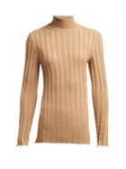 Matchesfashion.com Marni - Roll Neck Ribbed Wool Sweater - Womens - Beige Multi