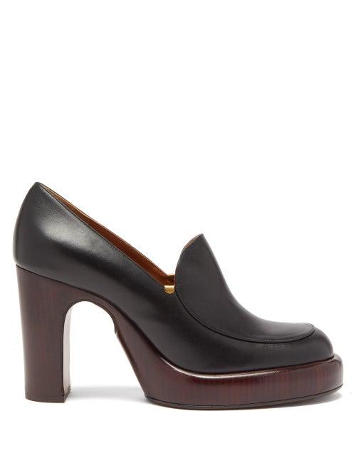 Chlo - Irenn Heeled Leather Loafers - Womens - Black
