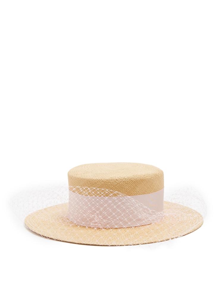 Federica Moretti Veil-embellished Panama Straw Hat
