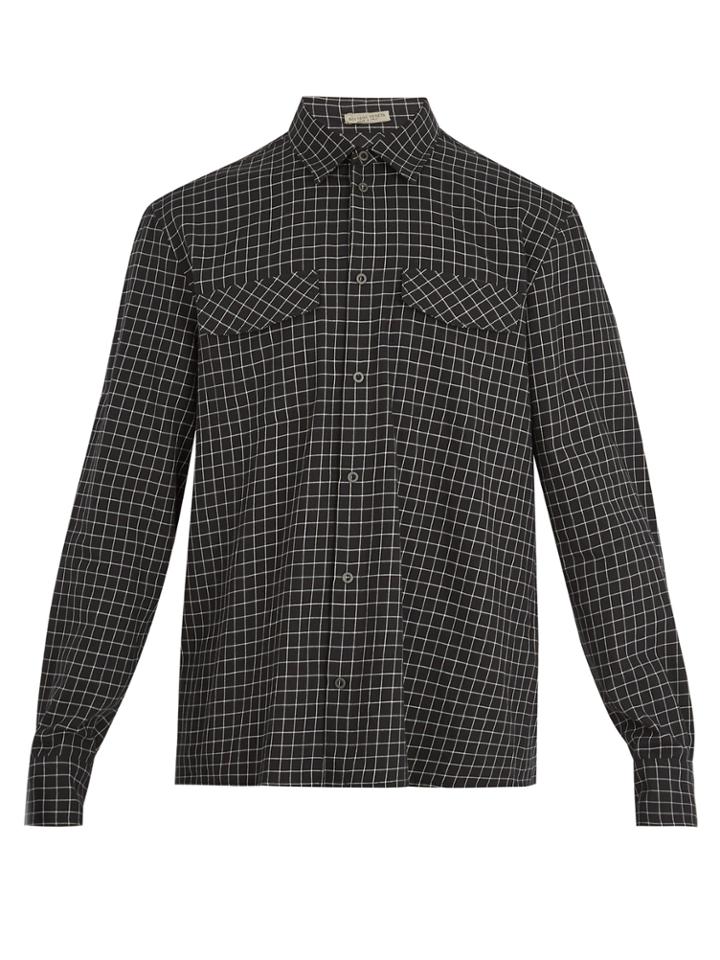 Bottega Veneta Windowpane-checked Brushed-cotton Shirt