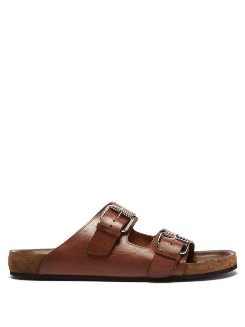 Matchesfashion.com Isabel Marant - Lekson Double Buckle Leather Slides - Mens - Brown