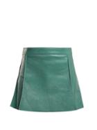 Matchesfashion.com Chlo - Pleated Leather Mini Skirt - Womens - Blue