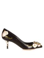 Dolce & Gabbana Crystal-embellished Tulip-print Leather Pumps