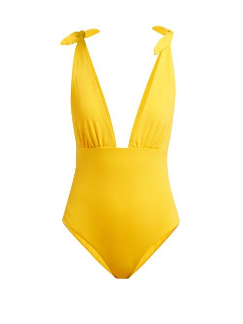 Matchesfashion.com Mara Hoffman - Daphne Deep V Neck Swimsuit - Womens - Yellow