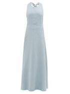 Matchesfashion.com Albus Lumen - Lima Neck-tie Linen Maxi Dress - Womens - Blue