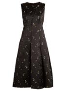 Matchesfashion.com Erdem - Yasmine Floral Embroidered Duchess Satin Gown - Womens - Black Multi