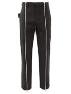 Bottega Veneta - Zipped Wool-blend Cavalry-twill Trousers - Mens - Dark Green