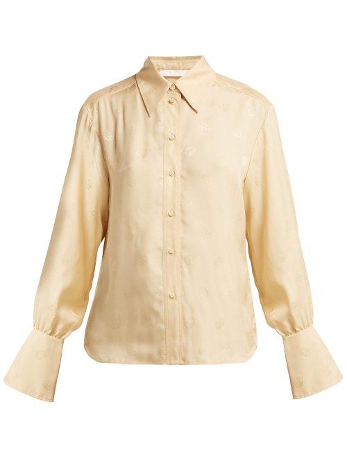 Matchesfashion.com Chlo - Baroque Logo Jacquard Blouse - Womens - Beige