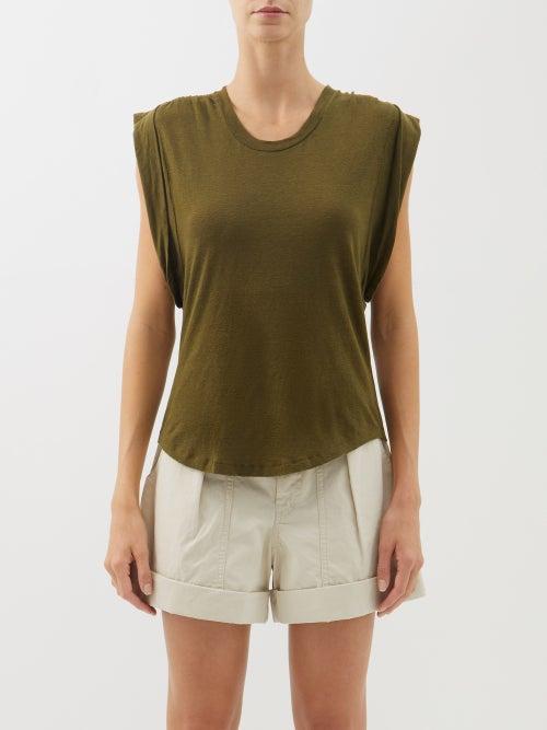Isabel Marant Toile - Kotty Linen Sleeveless T-shirt - Womens - Khaki