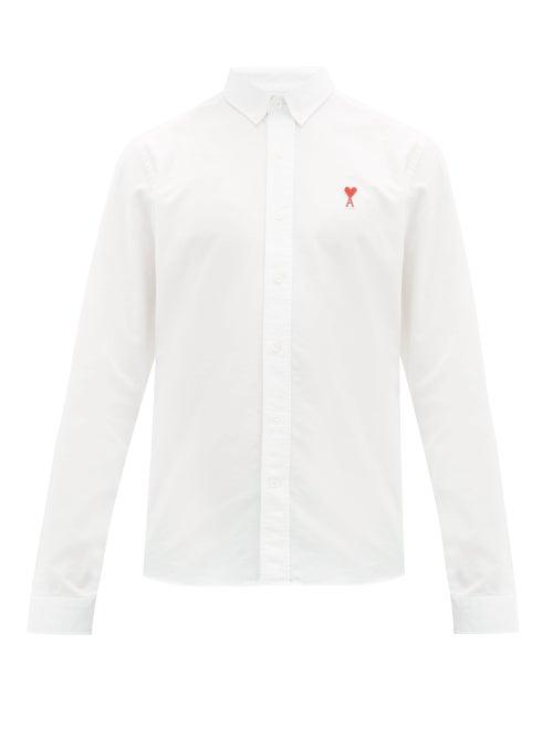Matchesfashion.com Ami - Logo Embroidered Cotton Shirt - Mens - White