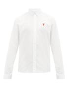 Matchesfashion.com Ami - Logo Embroidered Cotton Shirt - Mens - White