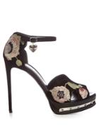 Alexander Mcqueen Poppy-embroidered Suede Sandals