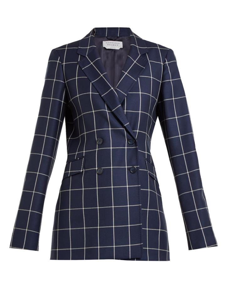 Gabriela Hearst Miles Double-breasted Checked Wool Blazer