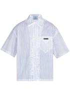 Matchesfashion.com Prada - Short Sleeved Striped Shirt - Mens - White Multi