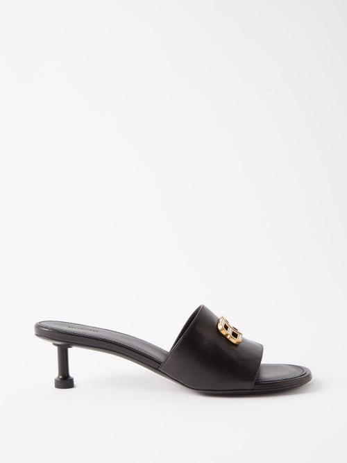 Balenciaga - Logo-plaque 50 Leather Mules - Womens - Black