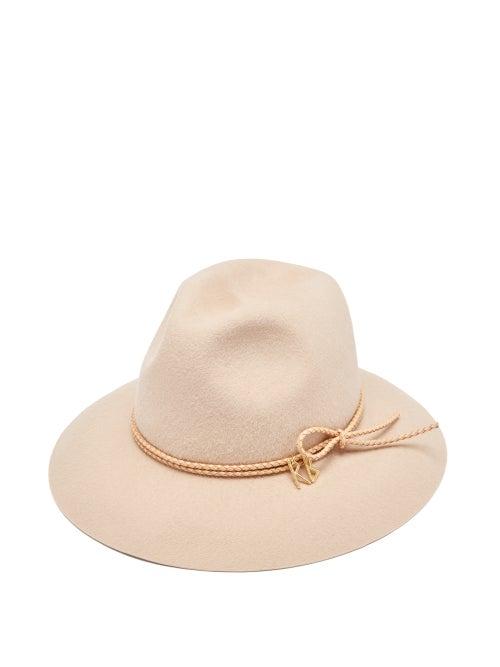 Ruslan Baginskiy - Leather-trim Felt Fedora - Womens - Beige