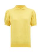 Matchesfashion.com Shrimps - Clement Peter Pan Collar Wool Sweater - Womens - Yellow