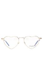 Matchesfashion.com Saint Laurent - Loulou Heart-shaped Metal Glasses - Womens - Gold