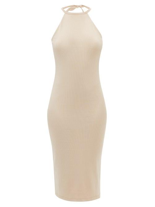 Skin - Ivone Halterneck Pima-cotton Blend Jersey Dress - Womens - Beige
