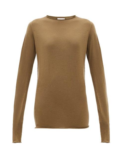Raey - Raw-trim Merino Wool Crew-neck Sweater - Womens - Gold
