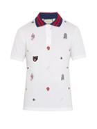 Matchesfashion.com Gucci - Embroidered Stretch Cotton Piqu Polo Shirt - Mens - White