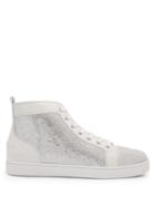 Matchesfashion.com Christian Louboutin - Louis Strass High Top Leather Trainers - Mens - White