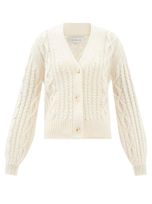 Lee Mathews - Stanford Cable-knit Wool-blend Cardigan - Womens - Beige
