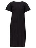 Matchesfashion.com Pleats Please Issey Miyake - Wide-sleeve Technical-pleated Pointelle Dress - Womens - Black