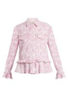 Matchesfashion.com Preen Line - Teagan Peplum Hem Floral Print Jacket - Womens - Light Pink