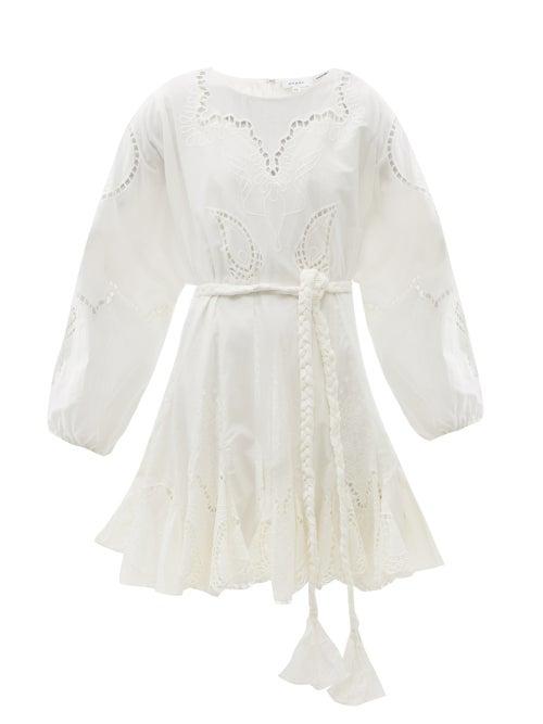 Matchesfashion.com Rhode - Ella Broderie-anglaise Cotton Dress - Womens - White