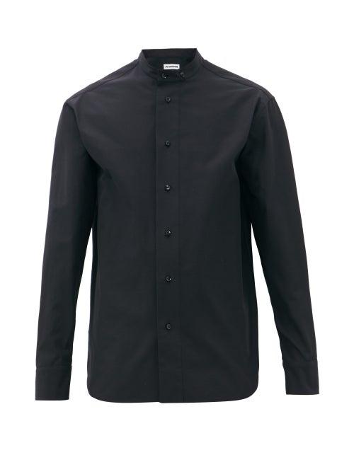 Matchesfashion.com Jil Sander - Monday P.m. Band-collar Cotton-faille Shirt - Mens - Black