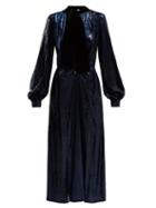 Matchesfashion.com Raquel Diniz - Christy Crystal Embellished Velvet Gown - Womens - Dark Blue