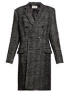 Matchesfashion.com Saint Laurent - Double Breasted Wool Blend Herringbone Coat - Womens - Black