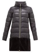 Matchesfashion.com Herno - Faux Fur Trim Down Filled Coat - Womens - Black