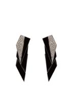 Matchesfashion.com Saint Laurent - Geometric Crystal Embellished Clip On Earrings - Womens - Black