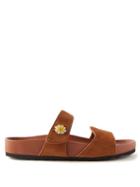 Fabrizio Viti - Davis Berkeley Daisy-embellished Suede Slides - Womens - Tan
