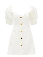 Matchesfashion.com Franoise - Balloon-sleeve Cotton-twill Mini Dress - Womens - White