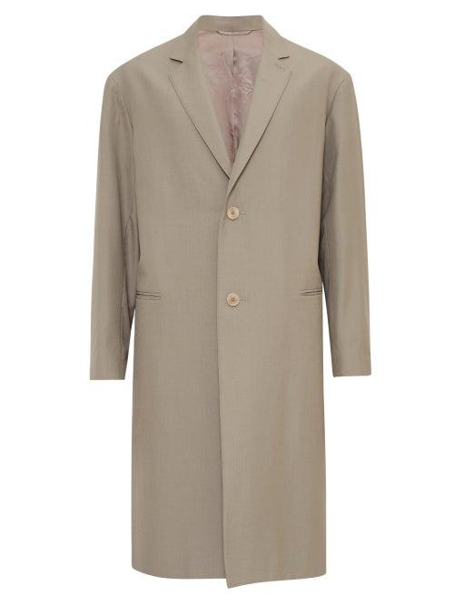 Lemaire - Single-breasted Canvas Coat - Mens - Grey