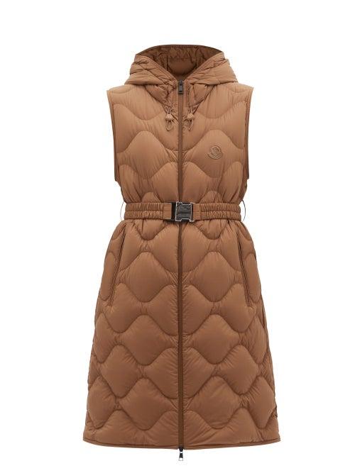 Ladies Rtw Moncler - Liveche Wave-quilted Down Gilet - Womens - Camel