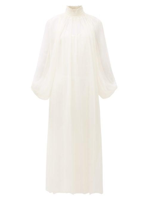 Matchesfashion.com Mara Hoffman - Edmonia Shirred-neck Balloon-sleeve Dress - Womens - Cream